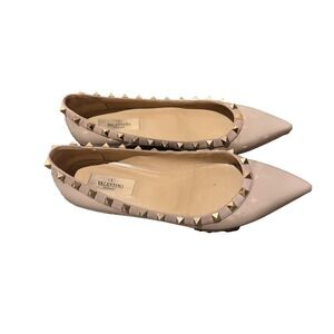 Valentino Garavani shoes flats beige Nude 37.5 Rockstud Patent Leather Ballerina